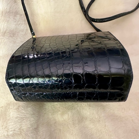 Vtg RODO M bag black patent croc mint condition Italy designer NWOT - Picture 8 of 14